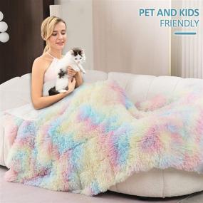 img 1 attached to 🌈 Kivik Shaggy Faux Fur Weighted Blanket – Luxurious Plush Sherpa Throw for Adults - 15 lb Rainbow Dual Side - Warm Winter Gift for Sofa or Couch - 48x72 Inches