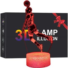 img 2 attached to Лампа-иллюзия MELAO Basketball 3D LED Slam Dunk Night Light для детей с пультом дистанционного управления и сенсорным касанием | 16 изменяющихся цветов | Подарки в виде игрушек для баскетбольных фанатов