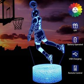 img 1 attached to Лампа-иллюзия MELAO Basketball 3D LED Slam Dunk Night Light для детей с пультом дистанционного управления и сенсорным касанием | 16 изменяющихся цветов | Подарки в виде игрушек для баскетбольных фанатов