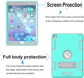 img 1 attached to 📱 Hybrid Protective Case Cover for iPad Air 2 - Shock Absorption, High Impact Resistant (T-Mint Green/Gray)