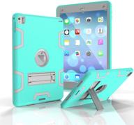 📱 hybrid protective case cover for ipad air 2 - shock absorption, high impact resistant (t-mint green/gray) logo