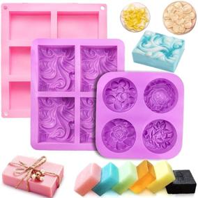 img 4 attached to 🧼 Yancorp Silicone Soap Molds 3 Pack - 6 Cavities, Rectangle, Oval, and Flower Shapes for Soap Making, Handmade Cake, Chocolate, Biscuit, Pudding, Jelly, Ice Cube Tray