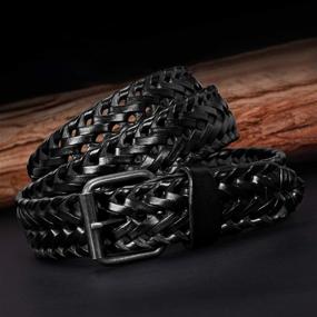 img 2 attached to Men's Leather Braided Whippy Belt with Fashion Buckle - Trendy Accessory