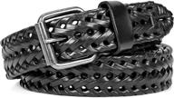 men's leather braided whippy belt with fashion buckle - trendy accessory logo