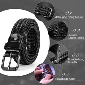 img 1 attached to Men's Leather Braided Whippy Belt with Fashion Buckle - Trendy Accessory