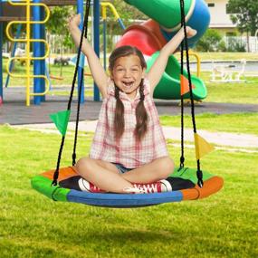 img 3 attached to Sorbus Saucer Swing: Experience the Fun of Multi Color Rainbow Sports & Outdoor Play!