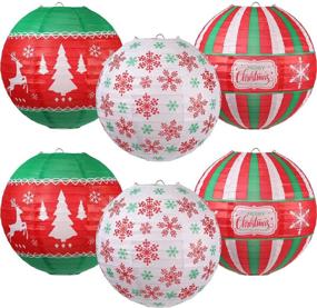 img 4 attached to Set of 6 Christmas Hanging Paper Lanterns – Red, Green & White Round Party Decoration Lamps for Christmas Party Home, Supplies & Props