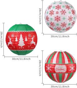 img 2 attached to Set of 6 Christmas Hanging Paper Lanterns – Red, Green & White Round Party Decoration Lamps for Christmas Party Home, Supplies & Props