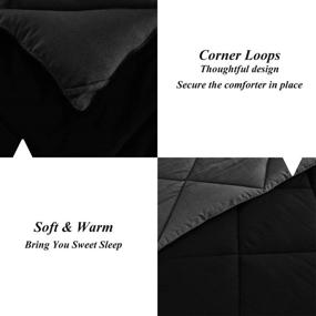 img 1 attached to Black King Size Ultra-Soft Comforter Set, 3pc with Two Shams - All 🛏️ Seasons Striped Bedding Set, Luxury Comforter with Corner Tabs, Fluffy and Complete Bedding Set