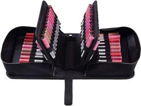 img 4 attached to 💄 ROWNYEON Lipstick Organizer Case: Portable Makeup Bag with 67 Slots for Lipstick, Lip Gloss, and Makeup Artist Essentials - Black