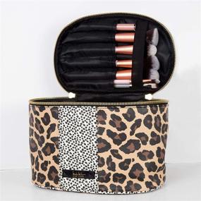 img 3 attached to Large Makeup Organizer with Top Handle - Nicole Miller Animal Print Makeup Bag, Ideal Travel Toiletry Case and Cosmetic Bag