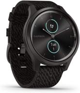 🕒 renewed garmin vivomove style hybrid smartwatch: real watch hands, hidden color touchscreen, graphite & black woven nylon band logo