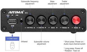 img 2 attached to 🎵 [Enhanced] AIYIMA B01 2.1 Channel Bluetooth Amplifier Receiver with Subwoofer Output, 50W x 2+100W TPA3116 Amplifier Bluetooth 5.0/RCA/U-Disk DC12-24V Class D Integrated Amp with DC24V Power Adapter for Improved SEO