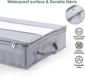 img 2 attached to 📦 Space-Saving 4 Pack Underbed Storage Bag with Reinforced Handles and Clear Windows – Ideal for Organizing Socks, Clothes, Blankets, and Shoes in Gray