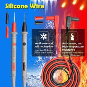 img 3 attached to DARKBEAM Multimeter Test Leads Kit with Alligator Clips and Plunger Test Wire, 📏 High/Low Temperature Resistant Silicone Material, CAT III 1000V 20A Hooks Test Probes, Pointed Tips