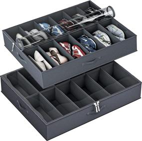 img 4 attached to Under Bed Shoe Storage Set of 2 - 600D Oxford Fabric Organizer for 24 Pairs – Sturdy & Breathable