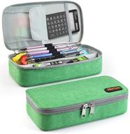 🖋️ abrzon green pencil case - spacious desk organizer for school and office supplies - 8.74x4.3x2.17 inches logo