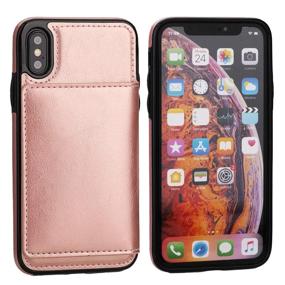 img 2 attached to 📱 KIHUWEY iPhone Xs Max Wallet Case: Durable Shockproof Cover with Credit Card Holder and Kickstand in Rose Gold