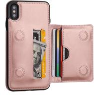 📱 kihuwey iphone xs max wallet case: durable shockproof cover with credit card holder and kickstand in rose gold logo