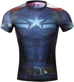 img 4 attached to Men's Short Sleeve Compression Sports 🏃 Fitness Shirt | Superior Superhero T-Shirt for Running