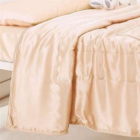 img 2 attached to 🛋️ Cozysilk Pure Silk Throw Blanket - 100% Mulberry Silk Inside and Outside - Lightweight Cozy Warm Bed Blanket for All Season - Couch, Bed, Sofa, Travel - 42x59, Champagne