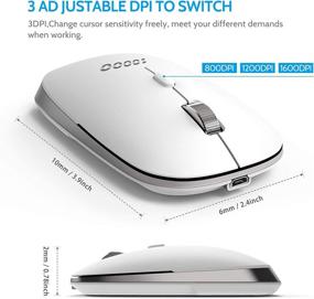 img 1 attached to Wireless Rechargeable Mouse - 2.4G, 3 Buttons, 🖱️ USB Nano Receiver - Adjustable DPI - Notebook Computers (White)