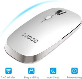 img 3 attached to Wireless Rechargeable Mouse - 2.4G, 3 Buttons, 🖱️ USB Nano Receiver - Adjustable DPI - Notebook Computers (White)