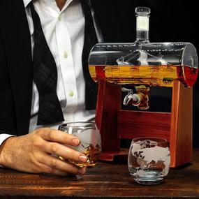 img 1 attached to 🥃 Barrel Whiskey Decanter Set - Glass Carafe with Glasses, 1100ml Capacity, Lead-Free, Spigot, Stopper & Base - Ideal for Brandy, Wine, Cognac, Rum, Gin, Scotch, Bourbon - NutriChef