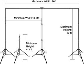 img 3 attached to 🎬 EMART Heavy Duty 20 Ft x 10 Ft Photography Backdrop Stand with Adjustable Support System, 3 Stands, 8 Spring Clamps, and Carrying Bag - Perfect for Photo and Video Studio".