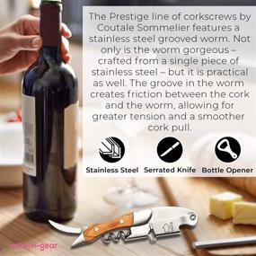 img 1 attached to Prestige Waiters Corkscrew By Coutale Sommelier - Naturalwood - Premium 🍷 French Patented Double Lever Wine Opener: Ideal Bartender Tool and Gift Option