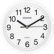 adalene small wall clocks: stylish battery operated 8 inch clock for modern living room décor, non ticking analog clock with vintage white design - silent, perfect for bathroom, kitchen, bedroom logo