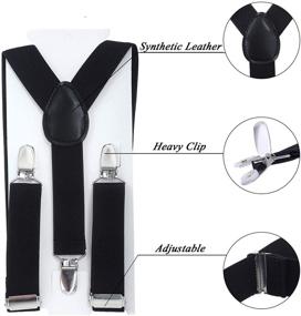 img 2 attached to Набор подтяжек и галстука для детей с регулируемой резинкой - классический набор аксессуаров для мальчиков и девочек от 6 месяцев до 13 лет