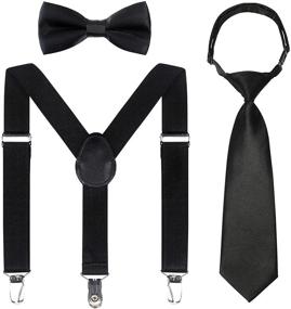 img 4 attached to Набор подтяжек и галстука для детей с регулируемой резинкой - классический набор аксессуаров для мальчиков и девочек от 6 месяцев до 13 лет