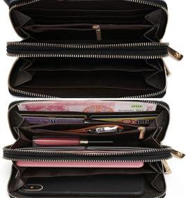 img 2 attached to 👛 Кошелек-наручники Mia K. Collection для женщин - небольшая сумочка из искусственной кожи с двойной молнией и несколькими карманами - клатч для удобства и стиля.