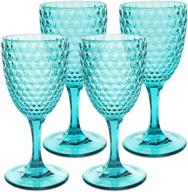 🍷 bellaforte - shatterproof tritan plastic wine glass blue, 12oz, set of 4, laguna beach drinking glasses logo