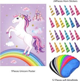 img 2 attached to 🎉 Party Game Set: Pin the Tail on the Unicorn - Includes Game Poster, Tail and Eye Masks for Kids Birthday Party, Perfect Party Favor