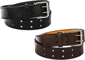 img 1 attached to 👨 Unisex Two Hole Leather Belt - Men's Accessories and Belts