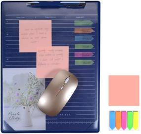 img 4 attached to 🖥️ Fancy Home Multifunctional Office Leather Mouse Pad File Board - Blue: Desk Pad, Message Board, Post-it Notes, Pen, Desktop Protector, Keyboard Pad (Small)