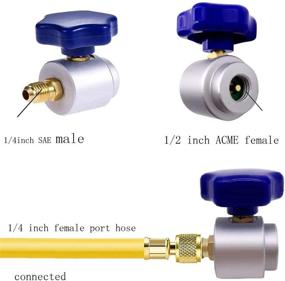 img 3 attached to 🔩 R134a Self-Sealing Can Tap Valve for AC Refrigerant Bottle Opener - 1/2’’ Acme to 1/4’’ SAE A/C Car Air Conditioner Charging Hose (Silver)