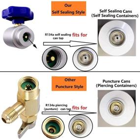 img 2 attached to 🔩 R134a Self-Sealing Can Tap Valve for AC Refrigerant Bottle Opener - 1/2’’ Acme to 1/4’’ SAE A/C Car Air Conditioner Charging Hose (Silver)