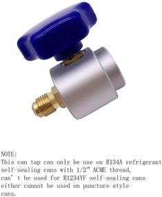 img 1 attached to 🔩 R134a Self-Sealing Can Tap Valve for AC Refrigerant Bottle Opener - 1/2’’ Acme to 1/4’’ SAE A/C Car Air Conditioner Charging Hose (Silver)