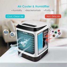 img 2 attached to 🌬️ 4-in-1 Personal Air Cooler: Mini USB Fan Evaporative Humidifier Purifier with 7 Colors LED, Portable Desk Cooling Fan for Home, Room, Office, Outdoor Use