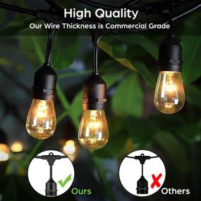 img 2 attached to 🌟 Commercial Grade 2-Pack 96FT Outdoor String Lights with Dimmable 11W Edison Vintage Bulbs – Waterproof Patio Hanging Lights for Cafe, Pergola, Backyard Bistro, Wedding – Warm White 2700K – Black 48FT/String