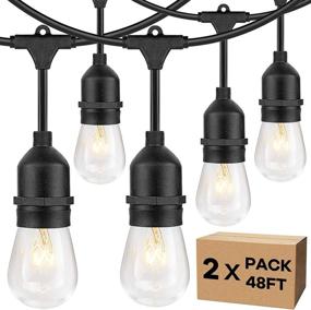 img 4 attached to 🌟 Commercial Grade 2-Pack 96FT Outdoor String Lights with Dimmable 11W Edison Vintage Bulbs – Waterproof Patio Hanging Lights for Cafe, Pergola, Backyard Bistro, Wedding – Warm White 2700K – Black 48FT/String