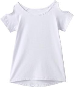 img 2 attached to IRELIA 3 Pack Girls Crew Neck Tee: Trendy Short Sleeve Shirts with Cold Shoulder Design