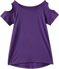 img 3 attached to IRELIA 3 Pack Girls Crew Neck Tee: Trendy Short Sleeve Shirts with Cold Shoulder Design