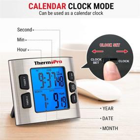 img 1 attached to 🕒 ThermoPro TM02 Digital Kitchen Timer | Dual Countdown Stopwatches, Magnetic Clock with Adjustable Loud Alarm, Backlight LCD Big Digits | 24-Hour Digital Timer for Kids, Teachers