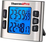 🕒 thermopro tm02 digital kitchen timer | dual countdown stopwatches, magnetic clock with adjustable loud alarm, backlight lcd big digits | 24-hour digital timer for kids, teachers logo