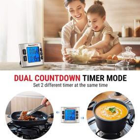 img 2 attached to 🕒 ThermoPro TM02 Digital Kitchen Timer | Dual Countdown Stopwatches, Magnetic Clock with Adjustable Loud Alarm, Backlight LCD Big Digits | 24-Hour Digital Timer for Kids, Teachers