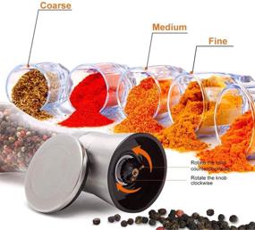 img 3 attached to 🧂 Stainless Steel Salt and Pepper Shakers Grinders- Refillable Coarseness Adjustable Mills with Glass Refill for Sea Salt, Small Peppercorn, and Black Pepper- Perfect Addition to Home Kitchen (Single Package)